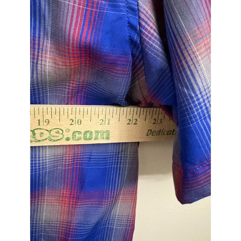 Dixxon Flannel Co Glory Short Sleeve Bamboo Blend Plaid Shirt Mens XL Blue Red - Picture 5 of 6